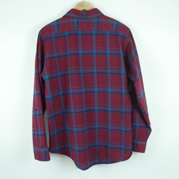 Pendleton Large Button Down Shirt USA Wool Plaid Heritage Dad Burgundy Outdoors - Picture 7 of 9